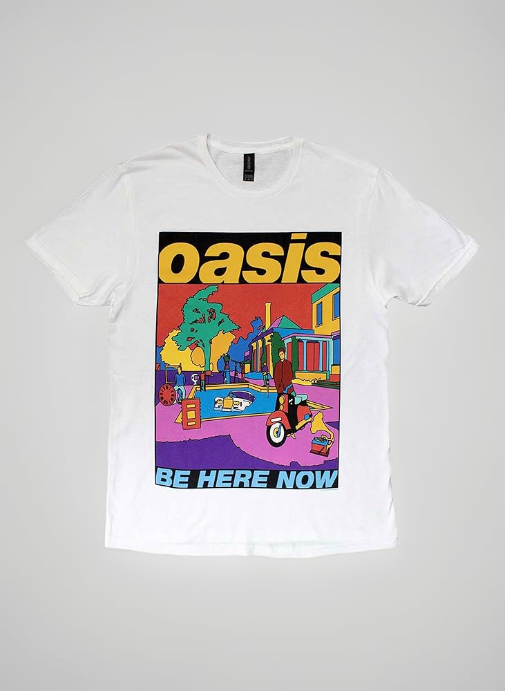 Oasis オフィシャル Be Here Now イラストTシャツ OASIS オアシス Tシャツ Be Here Now Illustration-White